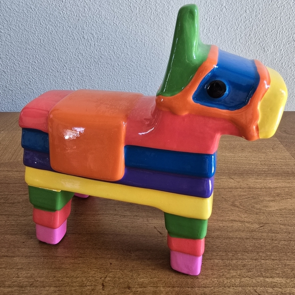 Vintage Kikkerland Piñata Piggy Bank Colorful Ceramic Money Bank Decor - Picture 3 of 9